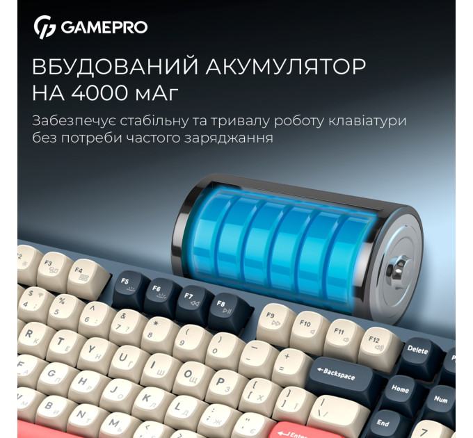 GamePro Клавіатура бездротова GamePro Asgard Drakkar Keychron Super Red Switch Blue (MK305BL)