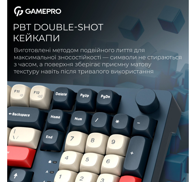 GamePro Клавіатура бездротова GamePro Asgard Drakkar Keychron Super Red Switch Blue (MK305BL)