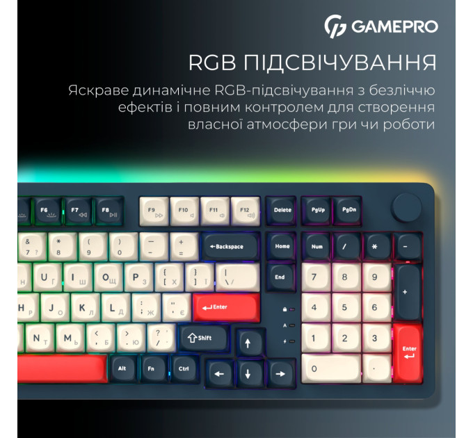 GamePro Клавіатура бездротова GamePro Asgard Drakkar Keychron Super Red Switch Blue (MK305BL)