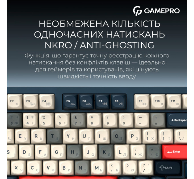 GamePro Клавіатура бездротова GamePro Asgard Drakkar Keychron Super Red Switch Blue (MK305BL)