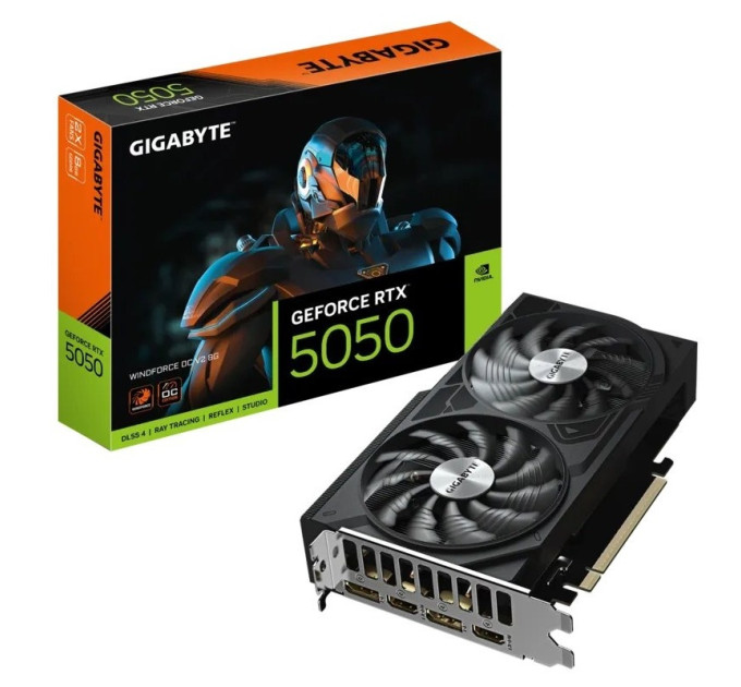 GIGABYTE Відеокарта GF RTX 5050 8GB GDDR6 WindForce OC V2 Gigabyte (GV-N5050WF2OCV2-8GD)