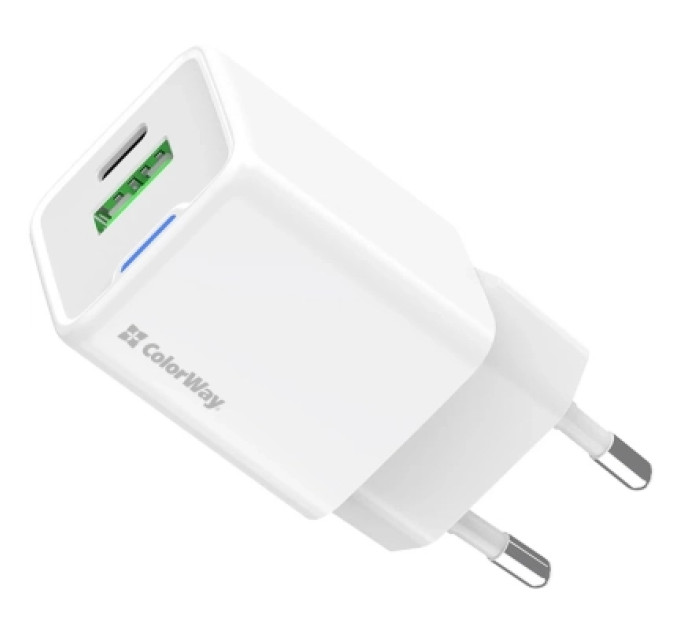 ColorWay Зарядний пристрій ColorWay USB-C PD20W + 1xUSB QC4.0 white (CW-CHS062PD-WT)
