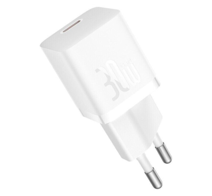 Baseus Зарядний пристрій Baseus 1xUSB-C 30W GaN5 white (CCGN070502)