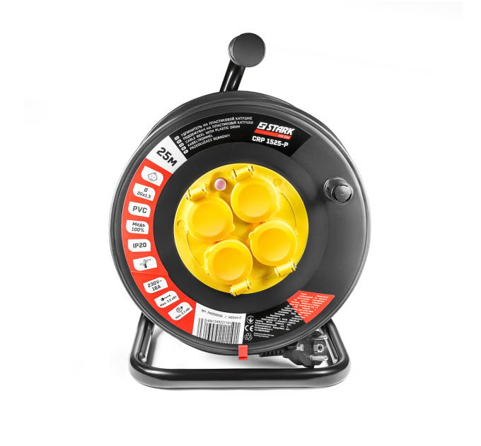 Stark Подовжувач на котушці Stark CRP 1525-P (242000001) 4 розетки, 25 м, чорний