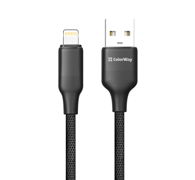 ColorWay Кабель ColorWay USB - Lightning (M/M), TPE embossed, 3А, 1 м, Black (CW-CBUL101-BK)