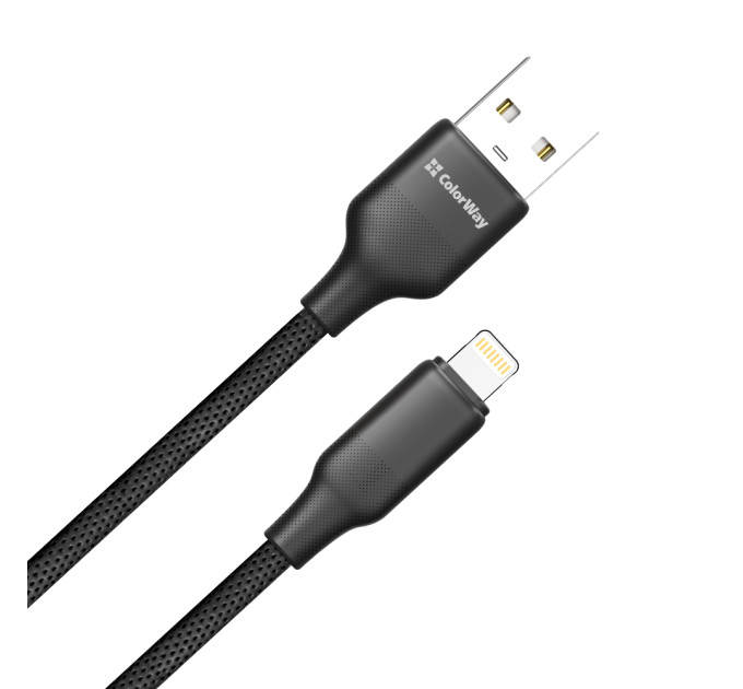 ColorWay Кабель ColorWay USB - Lightning (M/M), TPE embossed, 3А, 1 м, Black (CW-CBUL101-BK)