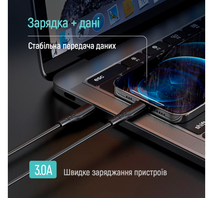 ColorWay Кабель ColorWay USB Type-C - Lightning (M/M), textured PVC, 3А, 1 м, Black (CW-CBPDCL094-BK)