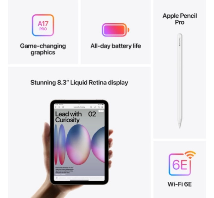 Apple Планшет Apple iPad mini 2024 Wi-Fi 128GB Space Grey (MXN63NF/A)