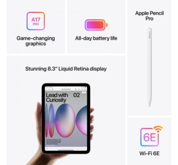 Apple Планшет Apple iPad mini 2024 Wi-Fi 128GB Starlight (MXN83NF/A)