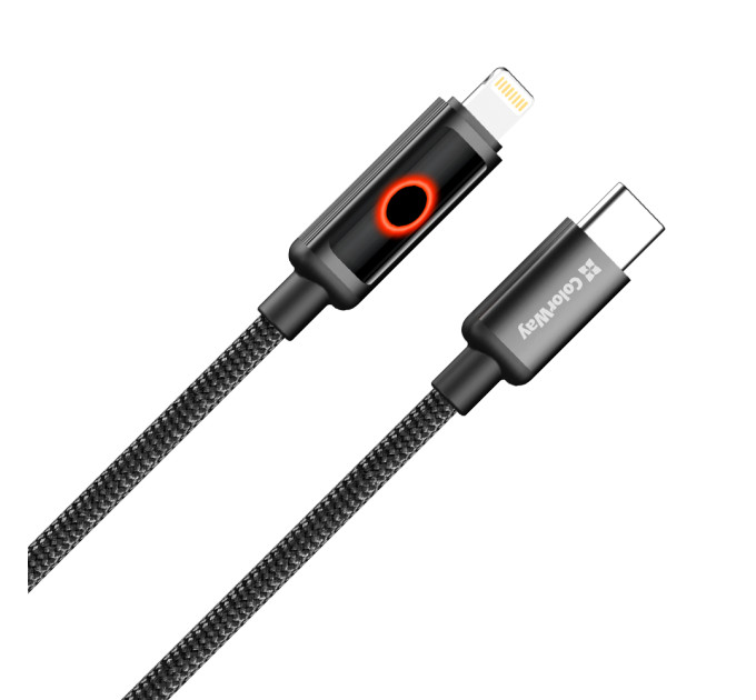 ColorWay Кабель ColorWay USB Type-C - Lightning (M/M), Breathing Light, 3А, 1 м, Black (CW-CBPDCL103-BK)