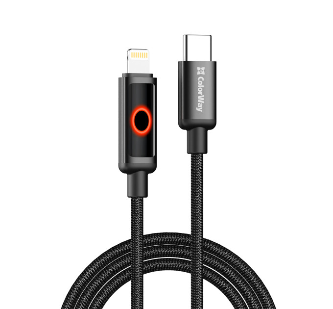 ColorWay Кабель ColorWay USB Type-C - Lightning (M/M), Breathing Light, 3А, 1 м, Black (CW-CBPDCL103-BK)