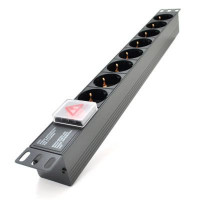 Силовий блок 19" 8 розеток, без кабеля, вимикач, алюм. корпус Pipo (PP8PDUGRC14)