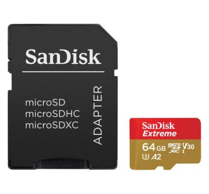 SanDisk Карта пам'яті SanDisk 64GB microSD class 10 UHS-I U3 Extreme (SDSQXAH-064G-GN6MA)