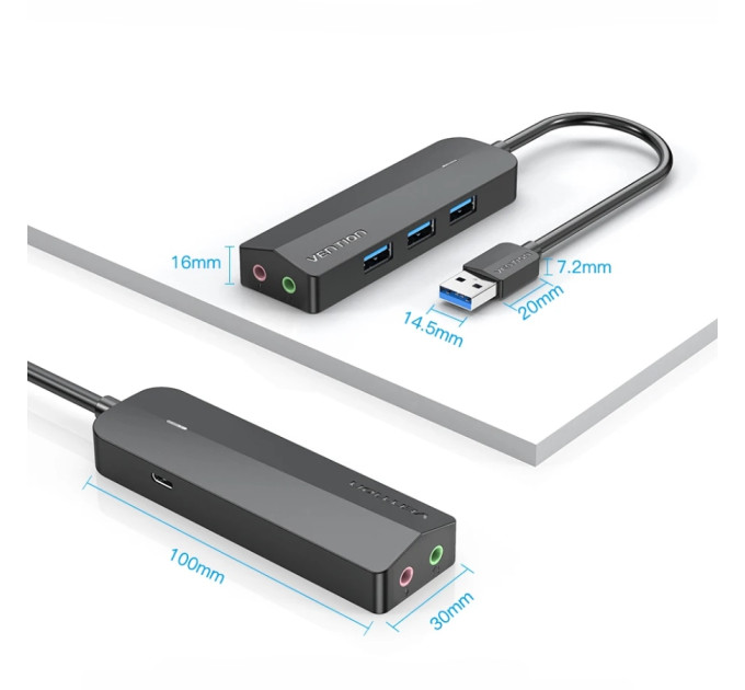Vention Концентратор Vention USB 3.0 to 3хUSB 3.0/2хTRS Audio/USB Micro 1.0m (CHIBF)