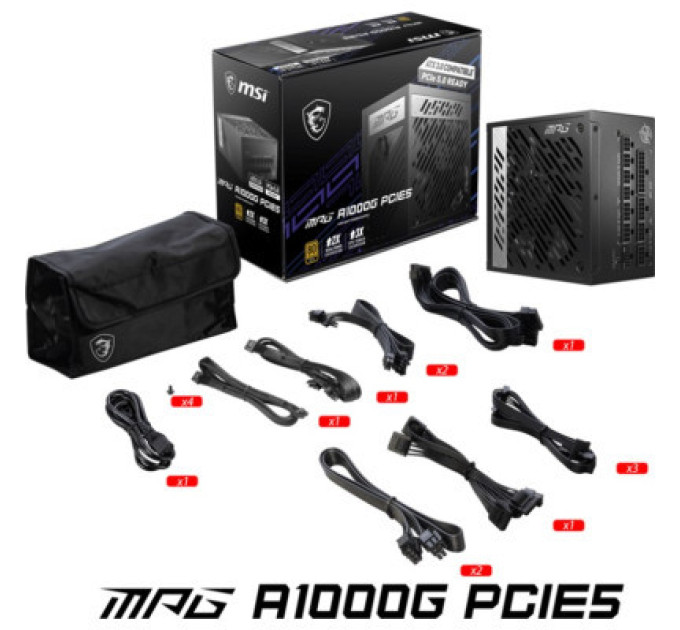 MSI Блок живлення MSI 1000W (MPG A1000G PCIE5)