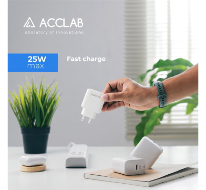 ACCLAB Зарядний пристрій ACCLAB AL-TC125 1хType-C 5В/3A/25W QC/PD3.0 (1283126538841)
