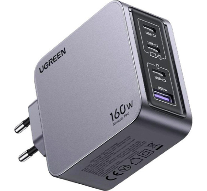 Ugreen Зарядний пристрій Ugreen 4xUSB 160W (3xUSB-C + USB-A) Gan Nexode Pro X763 (25877)