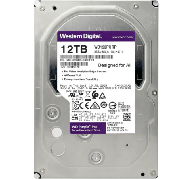 WESTERN DIGITAL Жорсткий диск 3.5" 12TB WD (WD122PURP)