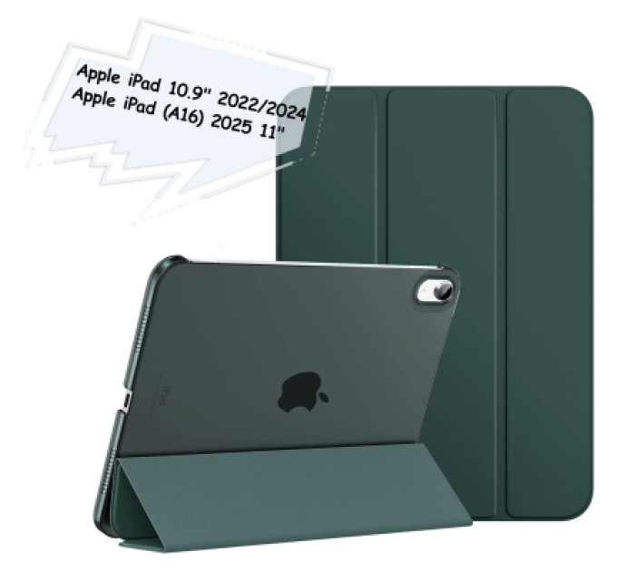 BeCover Чохол до планшета BeCover Tri Fold Hard Apple iPad 10.9" (2022/2024)/iPad (А16) 2025 11" Dark Green (713319)