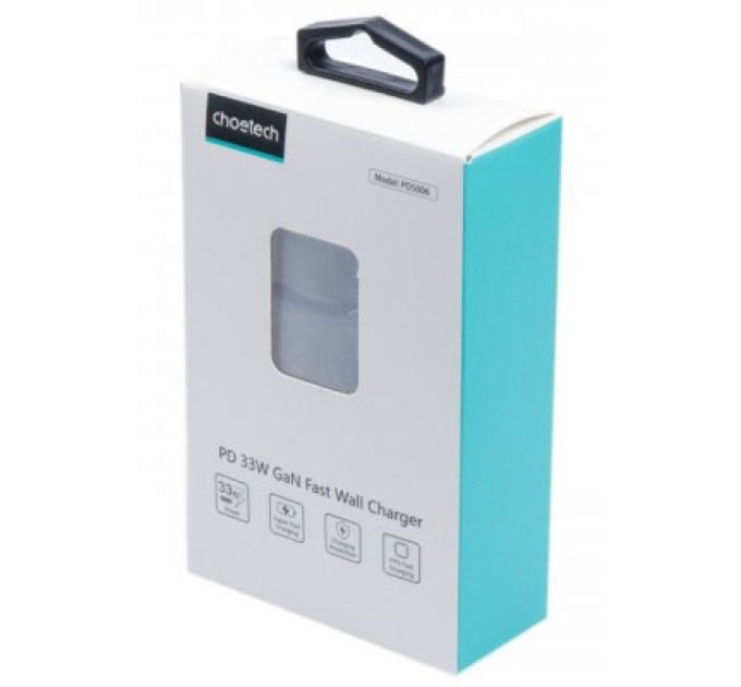 Choetech Зарядний пристрій Choetech GaN USB-A/USB-C 33W QC3.0/PD/PPS (PD5006-EU-BK)