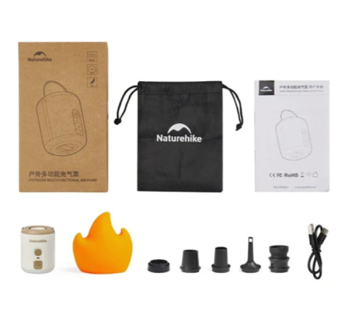 Naturehike Насос для надувних меблів Naturehike CNK2300DQ022 + нічник + вентилятор, бежевий (6976507665971)