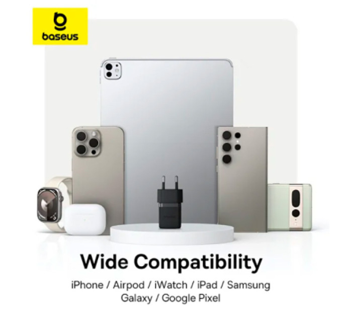 Baseus Зарядний пристрій Baseus Palm Fast Charger 1C 20W + Cable 1.0m Type-C 60W black (P10111602113-01)