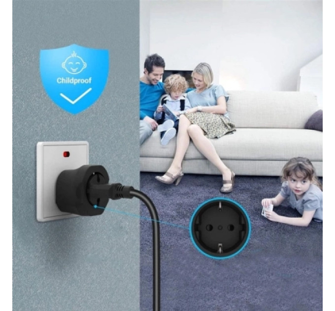 Essager Перехідник EU to UK 220V black Essager (ECTZH-YCC01-Z)