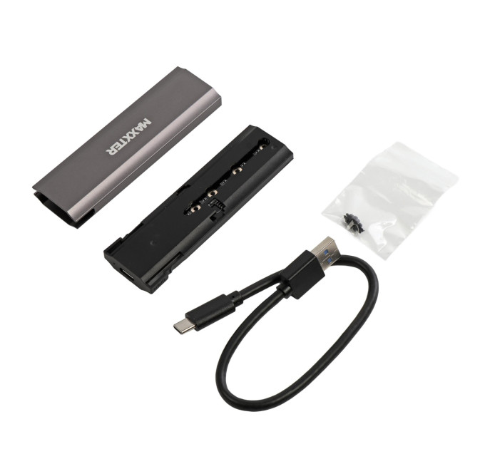 Maxxter Зовнішня кишеня Maxxter M.2 NVMe PCIe, USB 3.1 Type-C Gen2, Metal, Black (EHDE-2280S-02)