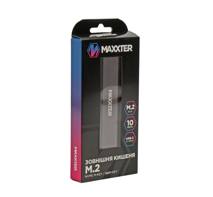 Maxxter Зовнішня кишеня Maxxter M.2 NVMe PCIe, USB 3.1 Type-C Gen2, Metal, Black (EHDE-2280S-02)