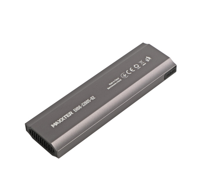 Maxxter Зовнішня кишеня Maxxter M.2 NVMe PCIe, USB 3.1 Type-C Gen2, Metal, Black (EHDE-2280S-02)