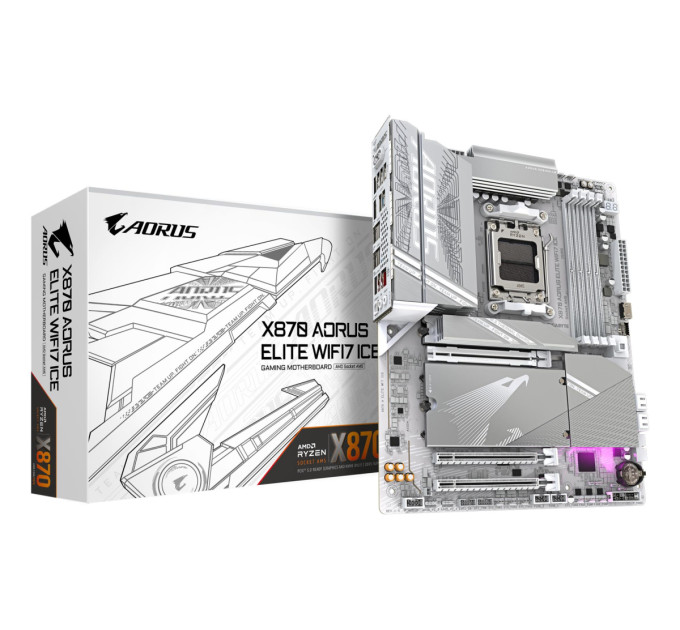 GIGABYTE Материнська плата AMD X870 SAM5 ATX X870 A ELITE WF7 ICE GIGABYTE