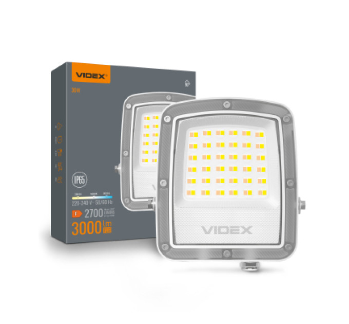Прожектор Videx F5 30W 3000-5000-6500K 230V White (VL-F5-030CW)