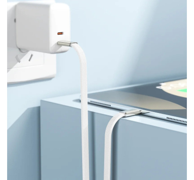 Acefast Дата кабель USB 2.0 AM to Lightning 1.2m 30W nylon white Acefast (6974316286240)