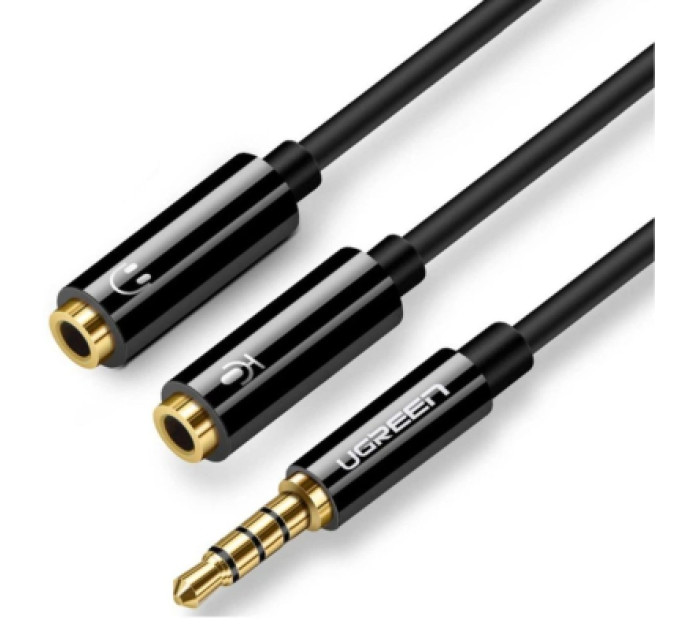 Ugreen Кабель мультимедійний 3.5mm M to 2x3.5mm F black Ugreen (UGR-30620)