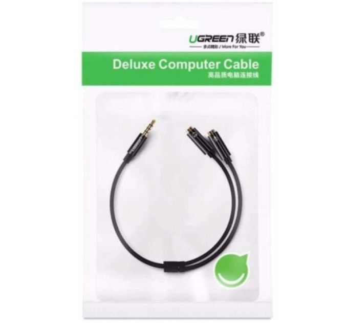 Ugreen Кабель мультимедійний 3.5mm M to 2x3.5mm F black Ugreen (UGR-30620)