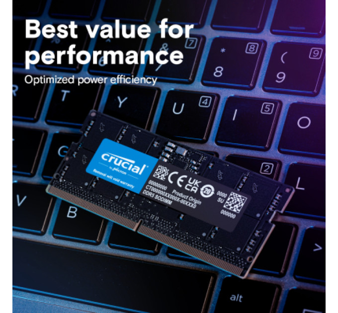 Crucial Модуль пам'яті для ноутбука SoDIMM DDR5 8GB 5200 MHz Micron (CT8G52C42S5)