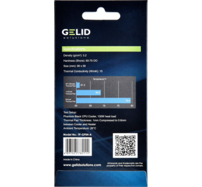Gelid Solutions Термопрокладка Gelid Solutions GP-Ultimate Thermal Pad 90x50x2 mm (TP-GP04-D)