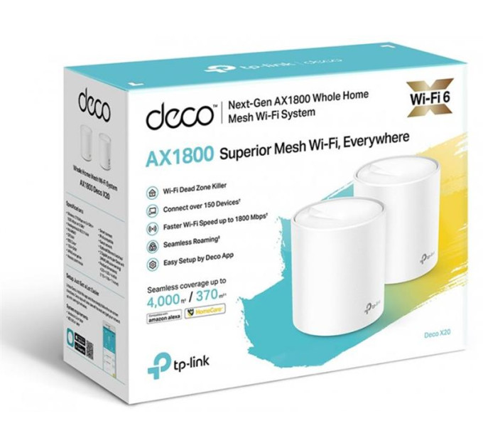 TP-Link WiFi Mesh система TP-Link Deco X20(3-pack) (AX1800 1xGE LAN 1xGE WAN MU-MIMO OFDMA MESH)