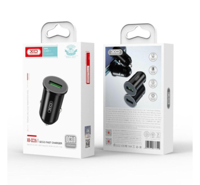 XO Зарядний пристрій XO QC 3.0 CC35 18W/1USB Black (XO-CC35-BK)