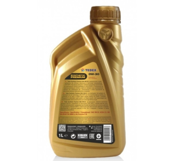 TEDEX Моторна олива TEDEX SYNTHETIC PREMIUM SM/CF/EC 0W30 1л