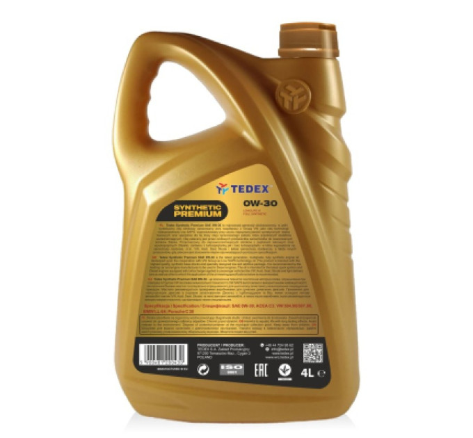 TEDEX Моторна олива TEDEX SYNTHETIC PREMIUM SM/CF/EC 0W30  4л