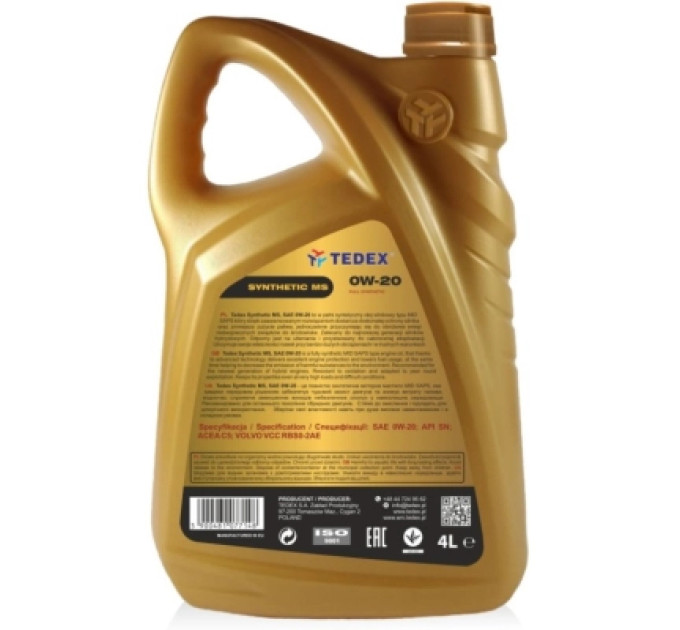 TEDEX Моторна олива TEDEX SYNTHETIC (MS) MOTOR OIL 0W20 - 4л