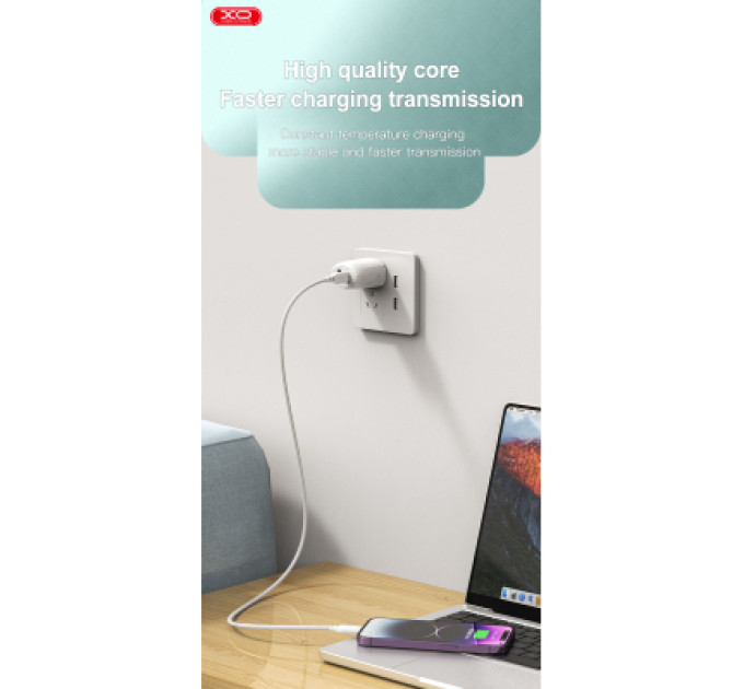 XO Дата кабель USB-C to USB-C 1.0m 60W braided XO (NBQ236B_White)