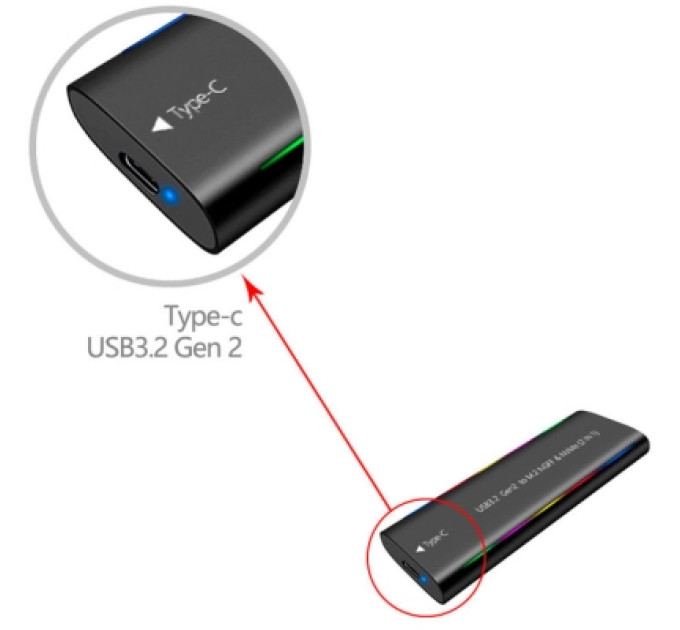 Dynamode Кишеня зовнішня Dynamode M.2 SSD NVMe/SATA combo USB3.2 GEN2 Type-C aluminium black (DM-CAD-SSD10)