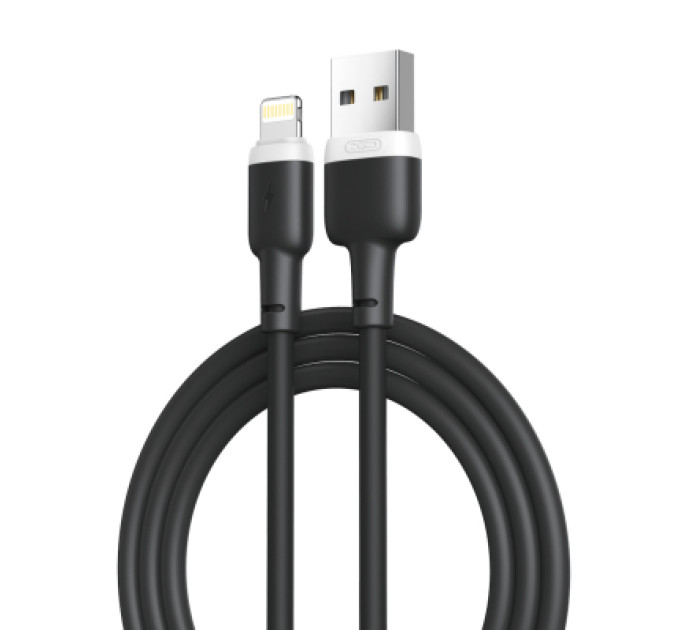 XO Дата кабель USB 2.0 AM to Lightning 1.0m 2.1A silicone black XO (NB208-L-1-BK)