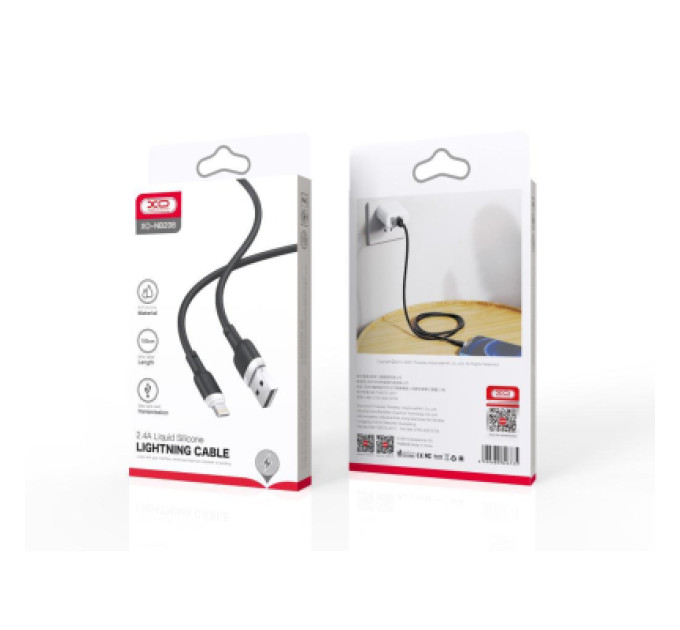 XO Дата кабель USB 2.0 AM to Lightning 1.0m 2.1A silicone black XO (NB208-L-1-BK)