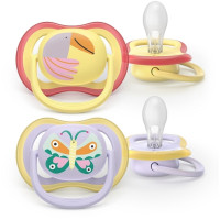 Пустушка Philips AVENT Ultra Air 0-6 місяців 2 шт жовто-фіолетова (SCF087/04)