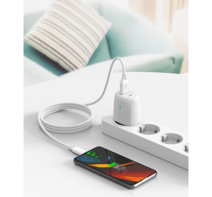 XO Дата кабель USB 2.0 AM to Micro 5P 1.0m braided white XO (NB235_M_White)