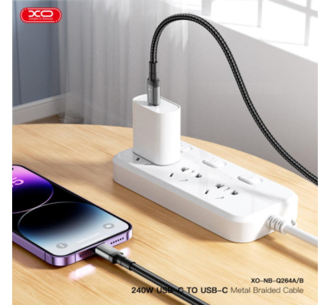 XO Дата кабель USB-C to USB-C 1.0m 240W black XO (NBQ264A_С_Black)