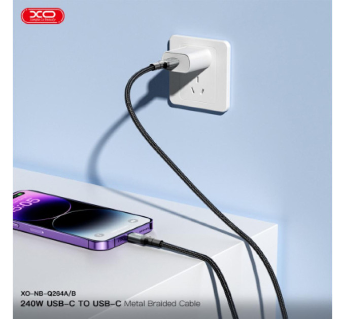 XO Дата кабель USB-C to USB-C 1.0m 240W black XO (NBQ264A_С_Black)